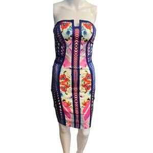 WOW Couture NWT Women’s Strapless Floral Bodycon Cocktail Dress Sz. Small